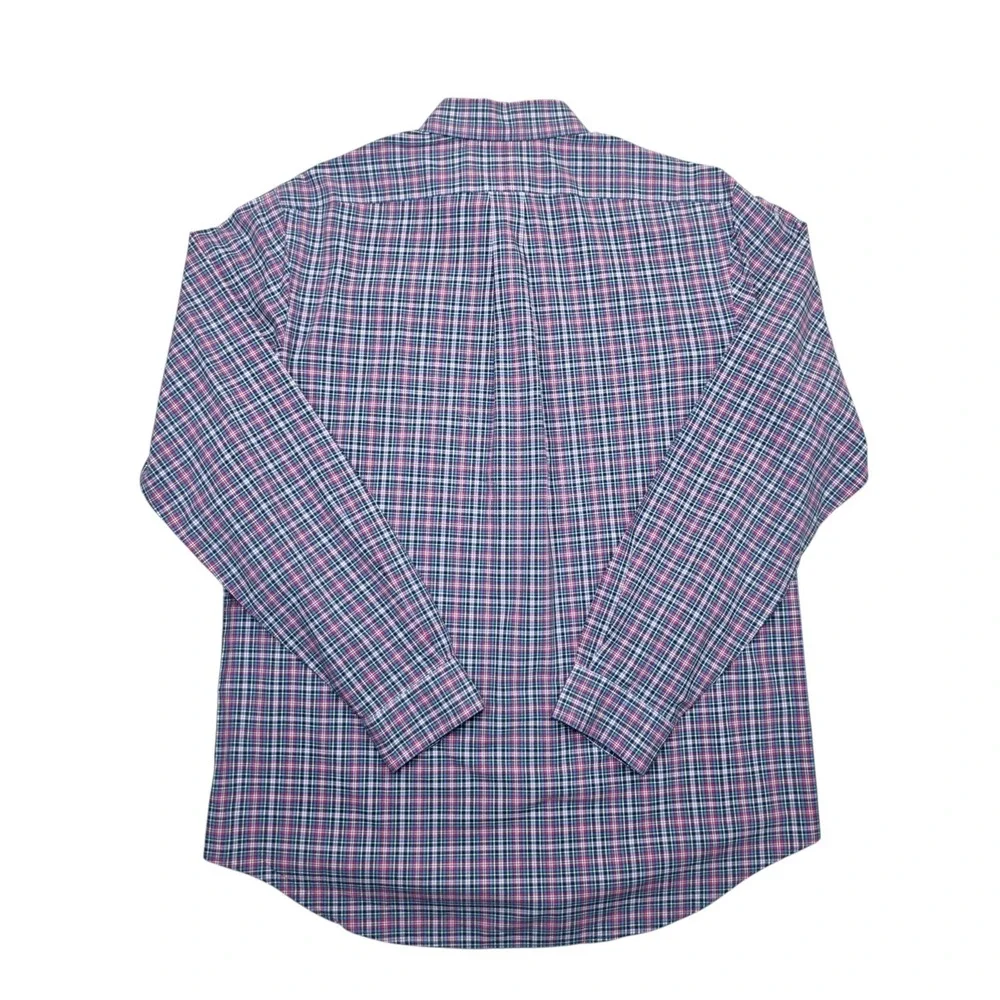 Polo Ralph Lauren Mens Large Plaid Button Down Shirt Blue Red Stretch Cotton L